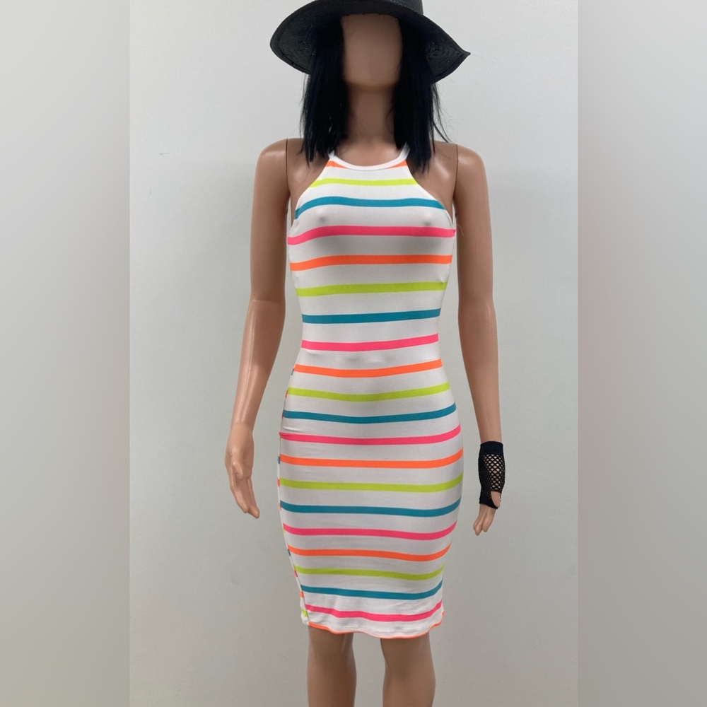 Striped Midí Body Con Dress